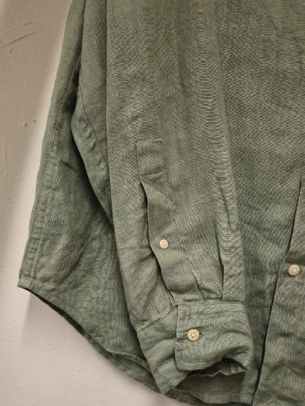 Alex Crane Men’s Sage Green Button-Down Linen Shirt Size L